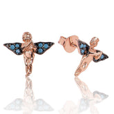 Boucles d'oreilles à tige en argent avec ange